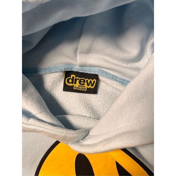 Drew Skatehouse Mascot Hoodie Light Blue Womens Large Smiley Face Justin Bieber - Picture 3 of 10